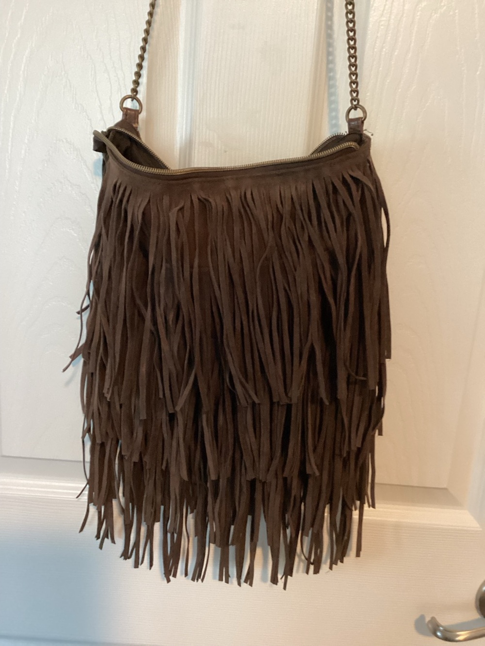 Brown Boho Fringe Festival country western Suede Crossbody Bag